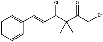 5-Hexen-2-one, 1-bromo-4-chloro-3,3-dimethyl-6-phenyl-, (E)- (9CI) Struktur