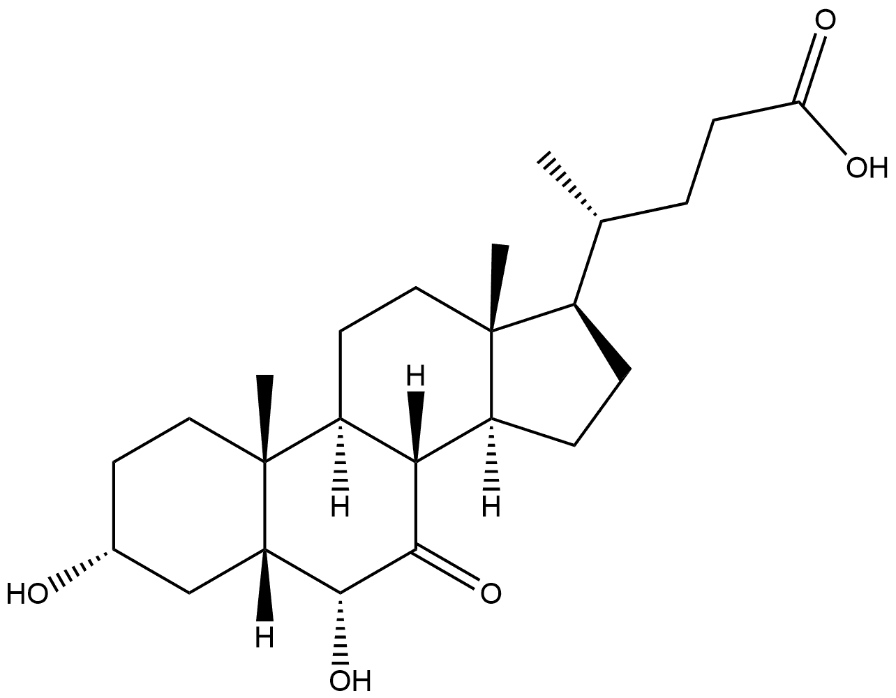 (3α,5β,6α)-3,6-Dihydroxy-7-oxo-cholan-24-oic Acid Struktur