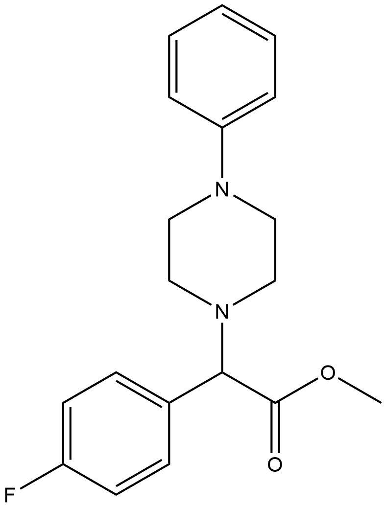 Methyl 2-(4-fluorophenyl)-2-(4-phenylpiperazin-1-yl)acetate hydrobromide Struktur