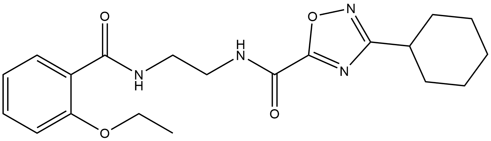 3-Cyclohexyl-N-[2-[(2-ethoxybenzoyl)amino]ethyl]-1,2,4-oxadiazole-5-carboxamide Struktur