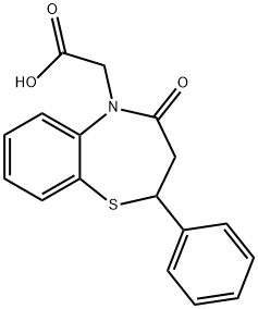 1,5-Benzothiazepine-5(2H)-acetic acid, 3,4-dihydro-4-oxo-2-phenyl- Struktur