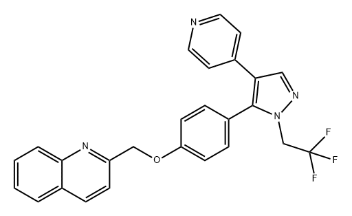 Quinoline, 2-[[4-[4-(4-pyridinyl)-1-(2,2,2-trifluoroethyl)-1H-pyrazol-5-yl]phenoxy]methyl]- Struktur