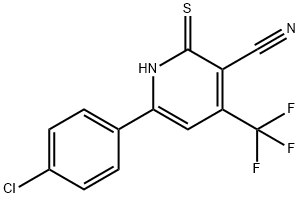 3-Pyridinecarbonitrile, 6-(4-chlorophenyl)-1,2-dihydro-2-thioxo-4-(trifluoromethyl)- Struktur