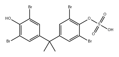 Phenol, 2,6-dibromo-4-[1-(3,5-dibromo-4-hydroxyphenyl)-1-methylethyl]-, 1-(hydrogen sulfate) Struktur