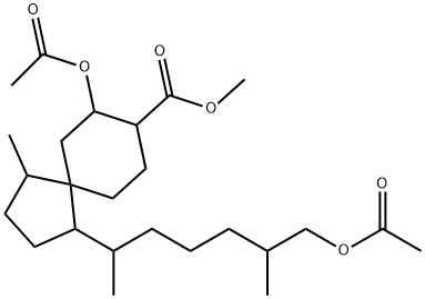 Spiro[4.5]decane-8-carboxylic acid, 7-(acetyloxy)-1-[6-(acetyloxy)-1,5-dimethylhexyl]-4-methyl-, methyl ester Struktur