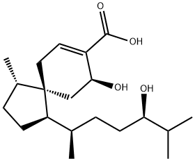 Spiro[4.5]dec-7-ene-8-carboxylic acid, 9-hydroxy-1-[(1R,4R)-4-hydroxy-1,5-dimethylhexyl]-4-methyl-, (1R,4S,5S,9S)- Struktur