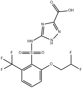 1H-1,2,4-Triazole-3-carboxylicacid,5-[[[2-(2,2-difluoroethoxy)-6-trifluoromethyl)phenyl]sulfonyl]amino]- Struktur