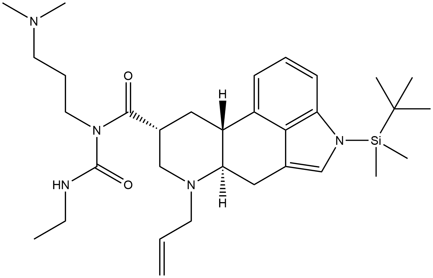 Ergoline-8-carboxamide, N-[3-(dimethylamino)propyl]-1-[(1,1-dimethylethyl)dimethylsilyl]-N-[(ethylamino)carbonyl]-6-(2-propenyl)-, (8β)- (9CI)