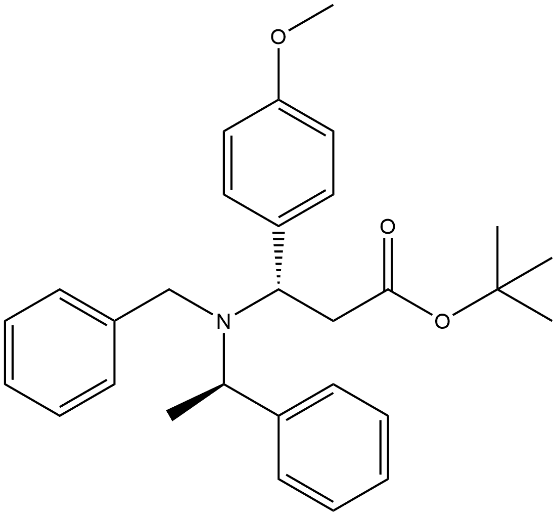 Benzenepropanoic acid, 4-methoxy-β-[[(1R)-1-phenylethyl](phenylmethyl)amino]-, 1,1-dimethylethyl ester, (βS)-