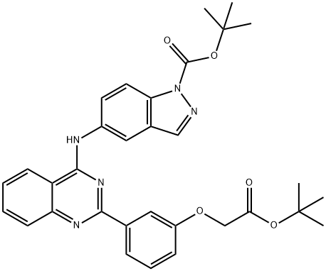 1H-Indazole-1-carboxylic acid, 5-[[2-[3-[2-(1,1-dimethylethoxy)-2-oxoethoxy]phenyl]-4-quinazolinyl]amino]-, 1,1-dimethylethyl ester Struktur