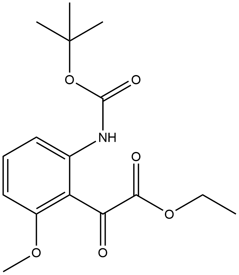 Benzeneacetic acid, 2-[[(1,1-dimethylethoxy)carbonyl]amino]-6-methoxy-α-oxo-, ethyl ester Struktur