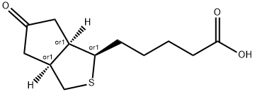 rel-5-((1R,3aS,6aR)-5-oxohexahydro-1H-cyclopenta[c]thiophen-1-yl)pentanoic acid Struktur