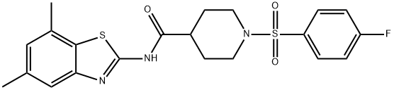 N-(5,7-Dimethyl-2-benzothiazolyl)-1-[(4-fluorophenyl)sulfonyl]-4-piperidinecarboxamide Struktur