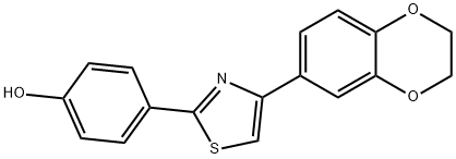 JR-6635, 4-(4-(2,3-Dihydrobenzo[b][1,4]dioxin-7-yl)thiazol-2-yl)phenol, 97% Struktur