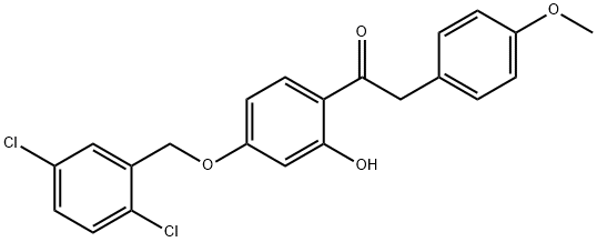 JR-7028, 1-(4-(2,5-Dichlorobenzyloxy)-2-hydroxyphenyl)-2-(4-methoxyphenyl)ethanone, 97% Struktur