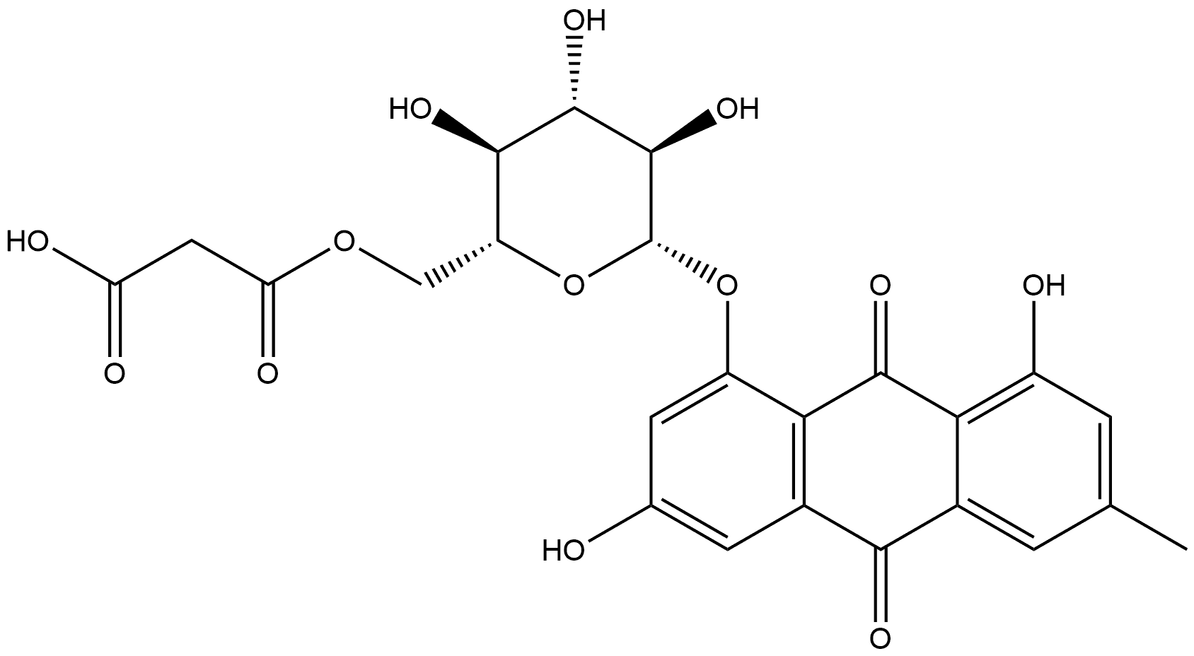 Emodin 8-O-β-D-(6’-O-Malonylglucoside) Struktur