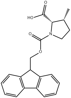 (2S,3R)-3-Methyl-pyrrolidine-1,2-dicarboxylic acid 1-(9H-fluoren-9-ylmethyl) ester Struktur