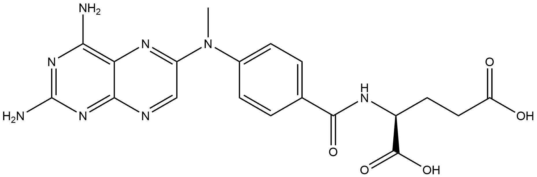 L-Glutamic acid, N-[4-[(2,4-diamino-6-pteridinyl)methylamino]benzoyl]- Struktur