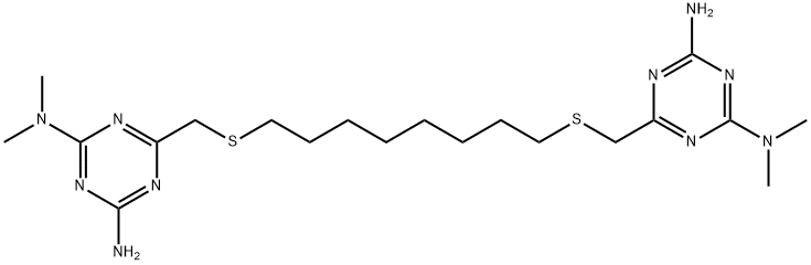 6-[8-[[4-amino-6-(dimethylamino)-1,3,5-triazin-2-yl]methylsulfanyl]octylsulfanylmethyl]-2-N,2-N-dimethyl-1,3,5-triazine-2,4-diamine Struktur