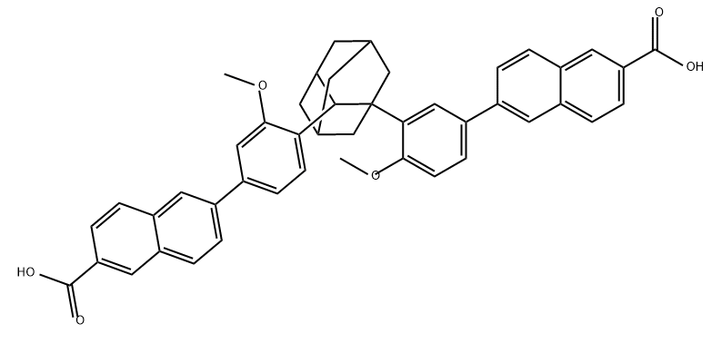 2-Naphthalenecarboxylic acid, 6-[3-[2-[4-(6-carboxy-2-naphthalenyl)-2-methoxyphenyl]tricyclo[3.3.1.13,7]dec-1-yl]-4-methoxyphenyl]- Struktur