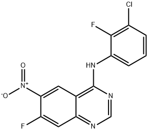 4-Quinazolinamine, N-(3-chloro-2-fluorophenyl)-7-fluoro-6-nitro- Struktur