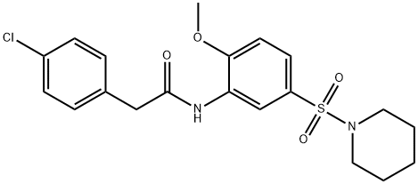 Benzeneacetamide, 4-chloro-N-[2-methoxy-5-(1-piperidinylsulfonyl)phenyl]- Struktur