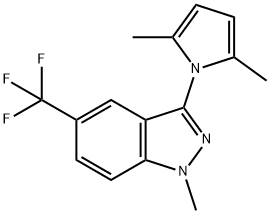 1H-Indazole, 3-(2,5-dimethyl-1H-pyrrol-1-yl)-1-methyl-5-(trifluoromethyl)- Struktur