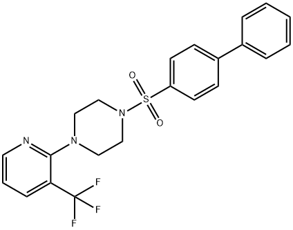 Piperazine, 1-([1,1'-biphenyl]-4-ylsulfonyl)-4-[3-(trifluoromethyl)-2-pyridinyl]- Struktur