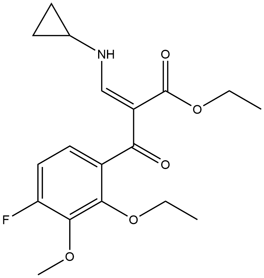 Benzenepropanoic acid, α-[(cyclopropylamino)methylene]-2-ethoxy-4-fluoro-3-methoxy-β-oxo-, ethyl ester, (αZ)- Struktur