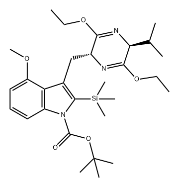 1H-Indole-1-carboxylic acid, 3-[[(2R,5S)-3,6-diethoxy-2,5-dihydro-5-(1-methylethyl)-2-pyrazinyl]methyl]-4-methoxy-2-(trimethylsilyl)-, 1,1-dimethylethyl ester