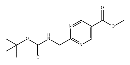 5-Pyrimidinecarboxylic acid, 2-[[[(1,1-dimethylethoxy)carbonyl]amino]methyl]-, methyl ester Struktur