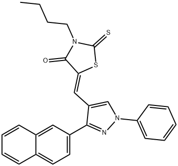 (5Z)-3-butyl-5-[(3-naphthalen-2-yl-1-phenylpyrazol-4-yl)methylidene]-2-sulfanylidene-1,3-thiazolidin-4-one Struktur