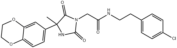 1-Imidazolidineacetamide, N-[2-(4-chlorophenyl)ethyl]-4-(2,3-dihydro-1,4-benzodioxin-6-yl)-4-methyl-2,5-dioxo- Struktur