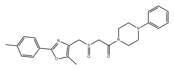 Ethanone, 2-[[[5-methyl-2-(4-methylphenyl)-4-oxazolyl]methyl]sulfinyl]-1-(4-phenyl-1-piperazinyl)- Struktur