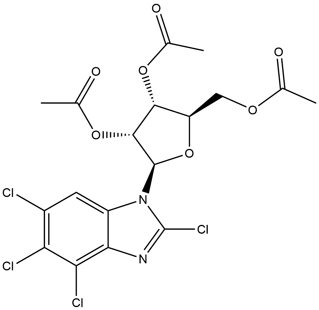 2,4,5,6-Tetrachloro-1-(2,3,5-tri-O-acetyl--D-ribofuranosyl)-1H-benzimidazole Struktur