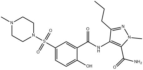 1H-Pyrazole-5-carboxamide, 4-[[2-hydroxy-5-[(4-methyl-1-piperazinyl)sulfonyl]benzoyl]amino]-1-methyl-3-propyl- Struktur