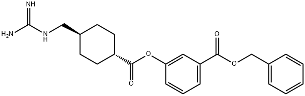 Benzoic acid, 3-[[[4-[[(aminoiminomethyl)amino]methyl]cyclohexyl]carbonyl]oxy]-, phenylmethyl ester, trans- (9CI) Struktur