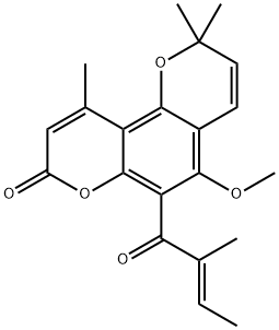 5-Methoxy-2,2,10-trimethyl-6-[(Z)-2-methyl-1-oxo-2-butenyl]-2H,8H-benzo[1,2-b:3,4-b']dipyran-8-one Struktur