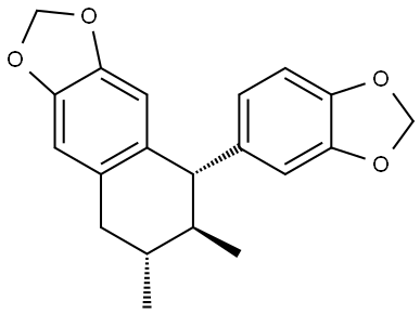 Naphtho[2,3-d]-1,3-dioxole, 5-(1,3-benzodioxol-5-yl)-5,6,7,8-tetrahydro-6,7-dimethyl-, (5S,6S,7R)- Structure