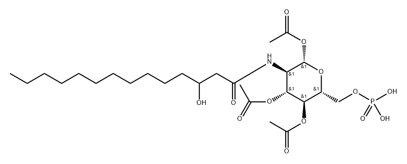 2-deoxy-2-(3-hydroxytetradecanoyl)aminoglucose 6-phosphate Struktur