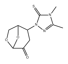 2-(3,4-dimethyl-5-sulfanylidene-1,2,4-triazol-1-yl)-6,8-dioxabicyclo[3.2.1]octan-4-one Struktur