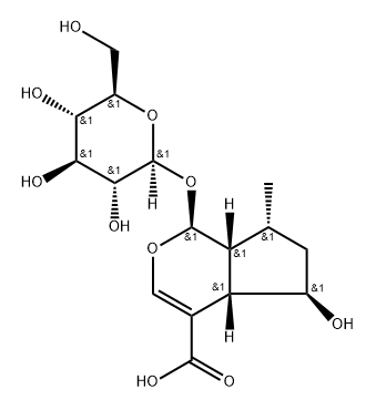 Cyclopenta[c]pyran-4-carboxylic acid, 1-(β-D-glucopyranosyloxy)-1,4a,5,6,7,7a-hexahydro-5-hydroxy-7-methyl-, (1S,4aS,5R,7R,7aR)- Structure