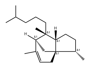 1H-3a,7-Methanoazulene, 2,3,4,7,8,8a-hexahydro-3,6,8-trimethyl-8-(4-methylpentyl)-, [3S-(3α,3aα,7α,8α,8aβ)]- (9CI) Struktur