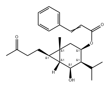 3-Phenylpropenoic acid [(1S,6β)-5β-hydroxy-1β-methyl-4β-(1-methylethyl)-7β-(3-oxobutyl)bicyclo[4.1.0]heptan-3β-yl] ester Struktur