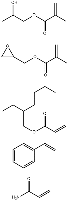 2-Propenoic acid, 2-methyl-, 2-hydroxypropyl ester, polymer with ethenylbenzene, 2-ethylhexyl 2-propenoate, oxiranylmethyl 2-methyl-2-propenoate and 2-propenamide Struktur