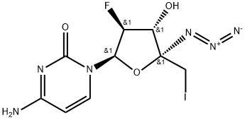 2(1H)-Pyrimidinone, 4-amino-1-(4-C-azido-2,5-dideoxy-2-fluoro-5-iodo-β-D-arabinofuranosyl)- Struktur