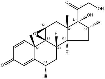 Pregna-1,4-diene-3,20-dione, 9,11-epoxy-17,21-dihydroxy-6,16-dimethyl-, (6α,9β,11β,16α)- Struktur