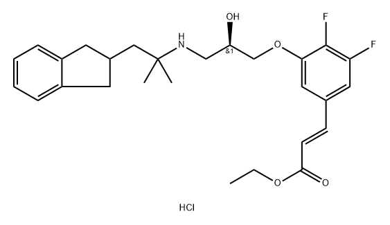 2-Propenoic acid, 3-[3-[(2R)-3-[[2-(2,3-dihydro-1H-inden-2-yl)-1,1-diMethylethyl]aMino]-2-hydroxypropoxy]-4,5-difluorophenyl]-, ethyl ester, hydrochloride (1:1), (2E)- Struktur