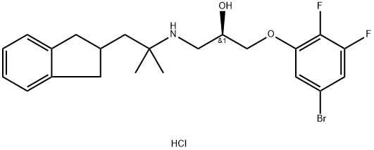 2-Propanol, 1-(5-broMo-2,3-difluorophenoxy)-3-[[2-(2,3-dihydro-1H-inden-2-yl)-1,1-diMethylethyl]aMino]-, hydrochloride (1:1), (2R)- Struktur