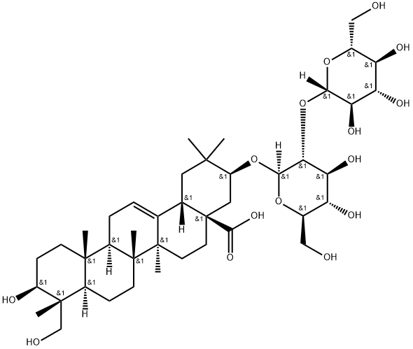 21β-[2-O-(β-D-Glucopyranosyl)-β-D-glucopyranosyloxy]-3β,23-dihydroxyolean-12-en-28-oic acid Struktur